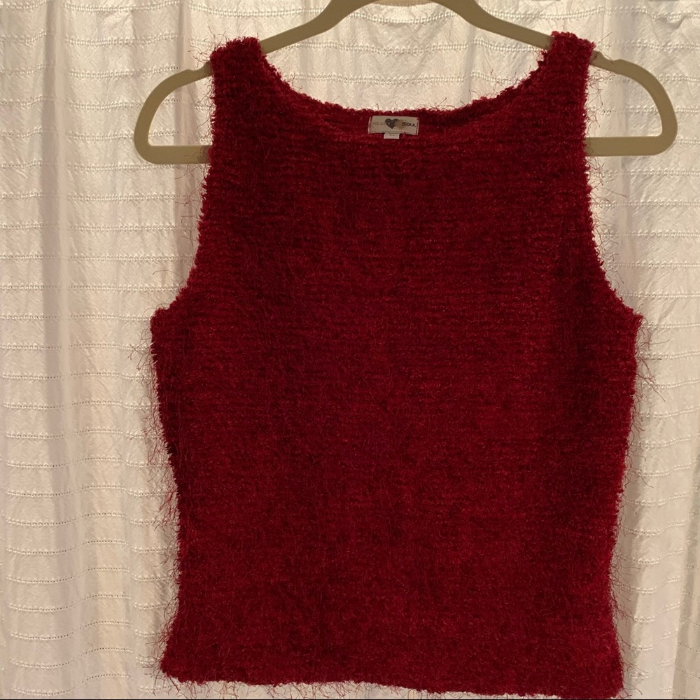 Like New Fuzzy Red Sleeveless Sweater